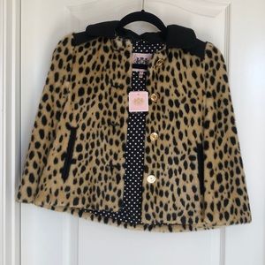 Juicy Couture Cheetah Faux Fur Hooded Cape- Sz L (kids 8-10)